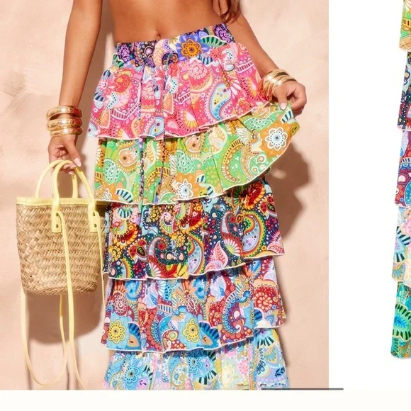 Colorful Ruffled Swim Skirt - Picture 3 of 4